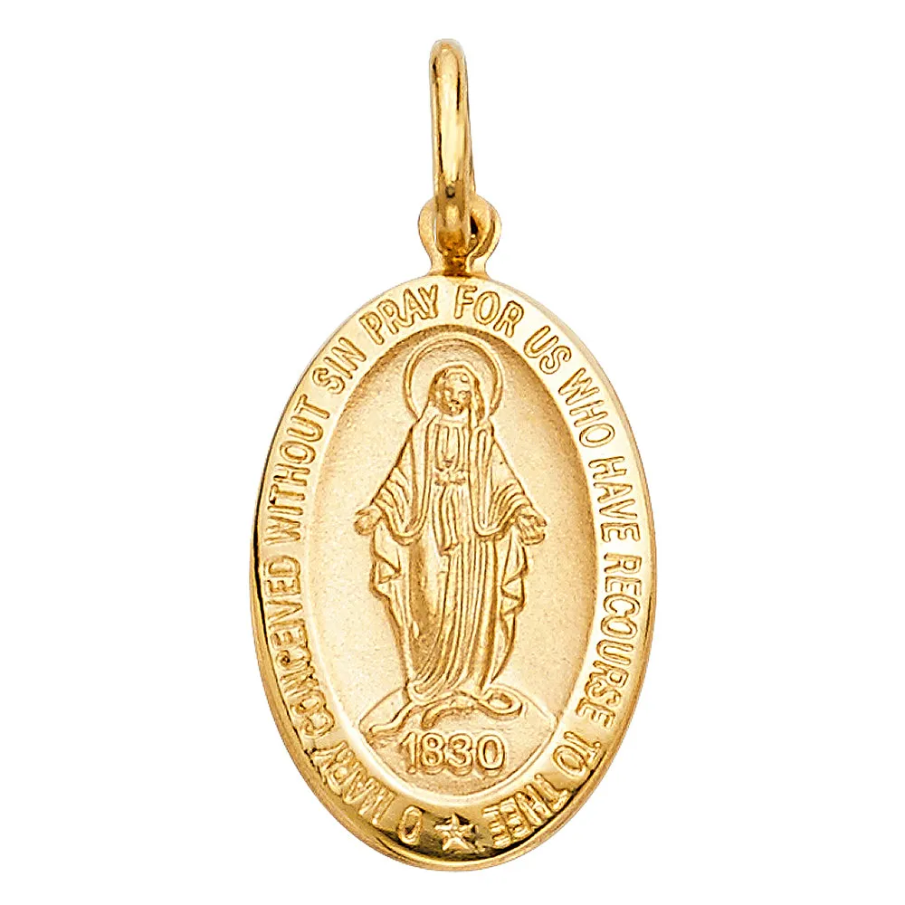 14K Gold 1830 Guadalupe Pendant with 2mm Figaro 3 1 Chain