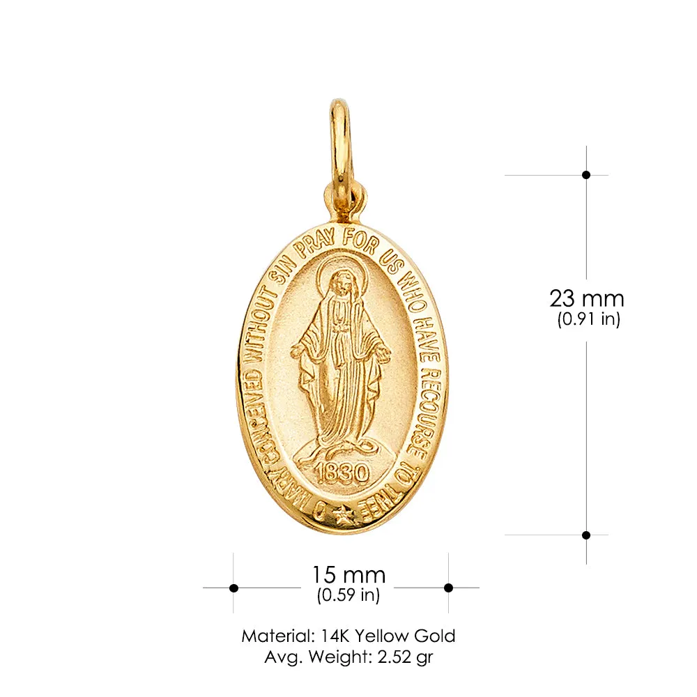 14K Gold 1830 Guadalupe Pendant with 2mm Figaro 3 1 Chain