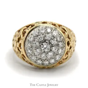 1cttw Kentucky Diamond Cluster Ring in 10k Yellow Gold