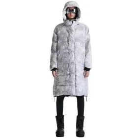 Aitken Technical Nylon Long Puffer Coat - White Print