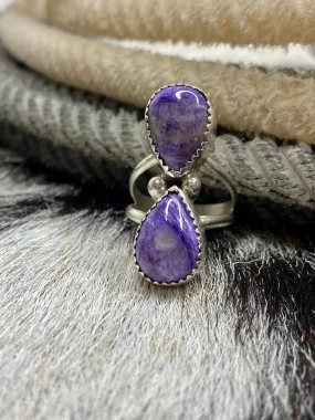 Amethyst Twins Sterling Silver Ring