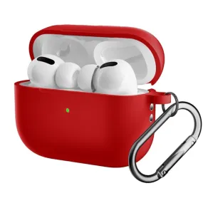 Apple Airpods Pro 2nd Gen (2022) Silikone Cover m. Karabinhage - Rød