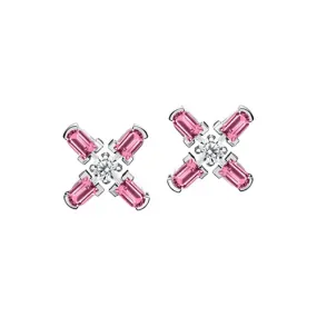 Arch Florale PM Stud Earrings, 18k White Gold with DAVIDOR Arch Cut Pink Tourmalines and Brilliant Diamonds