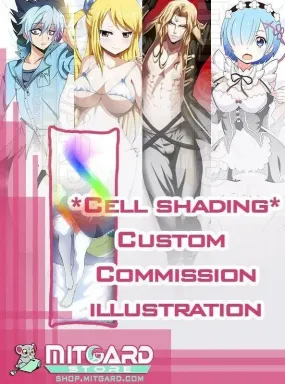 Artist commission body pillow dakimakura: CELL SHADING Painted version