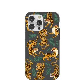 Black Playful Tigers iPhone 14 Pro Max Case with MagSafe Module