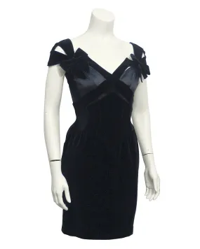 Black Velvet & Satin Cut Out Dress