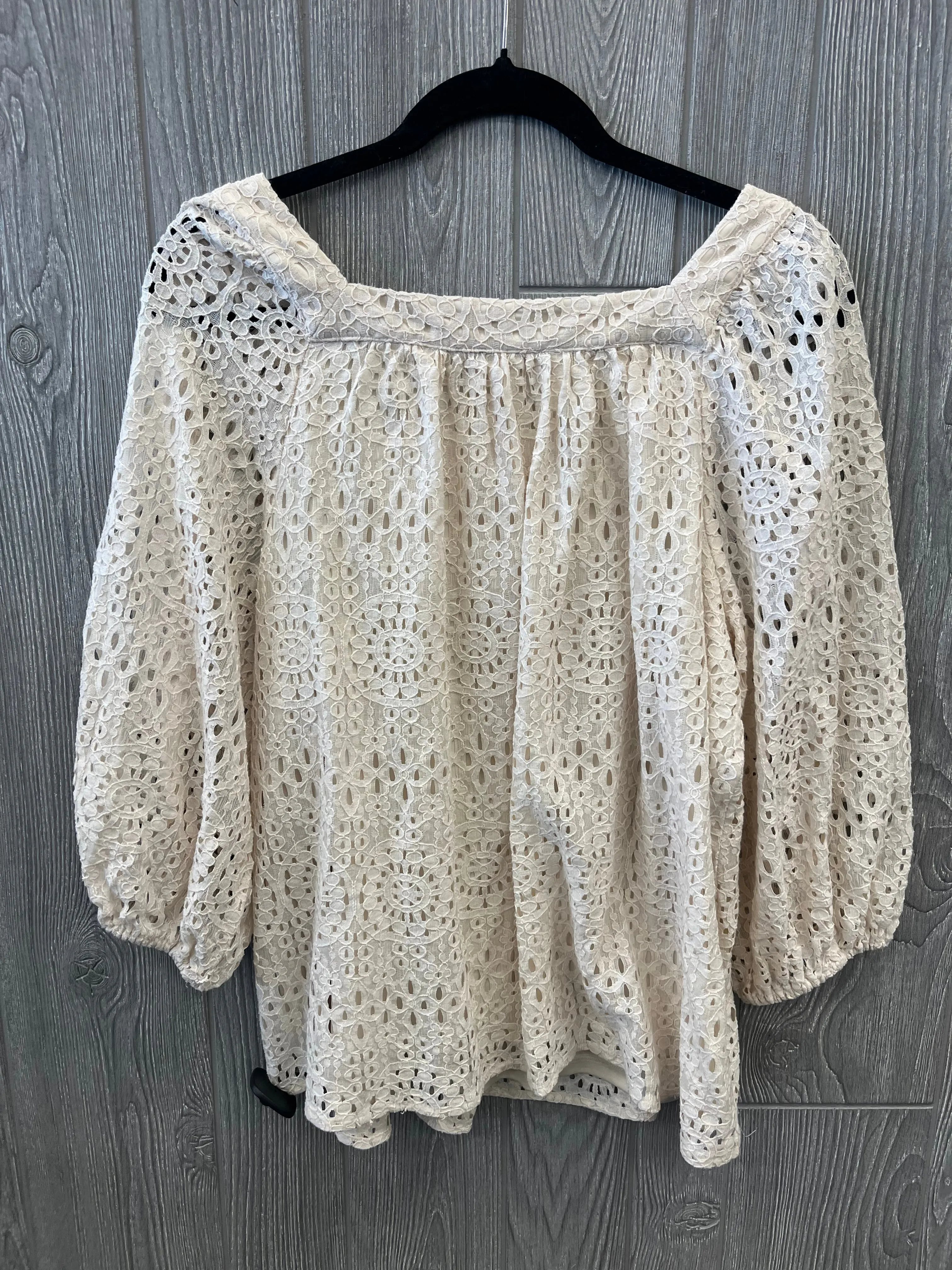 Blouse Long Sleeve By Lc Lauren Conrad In Cream, Size: L