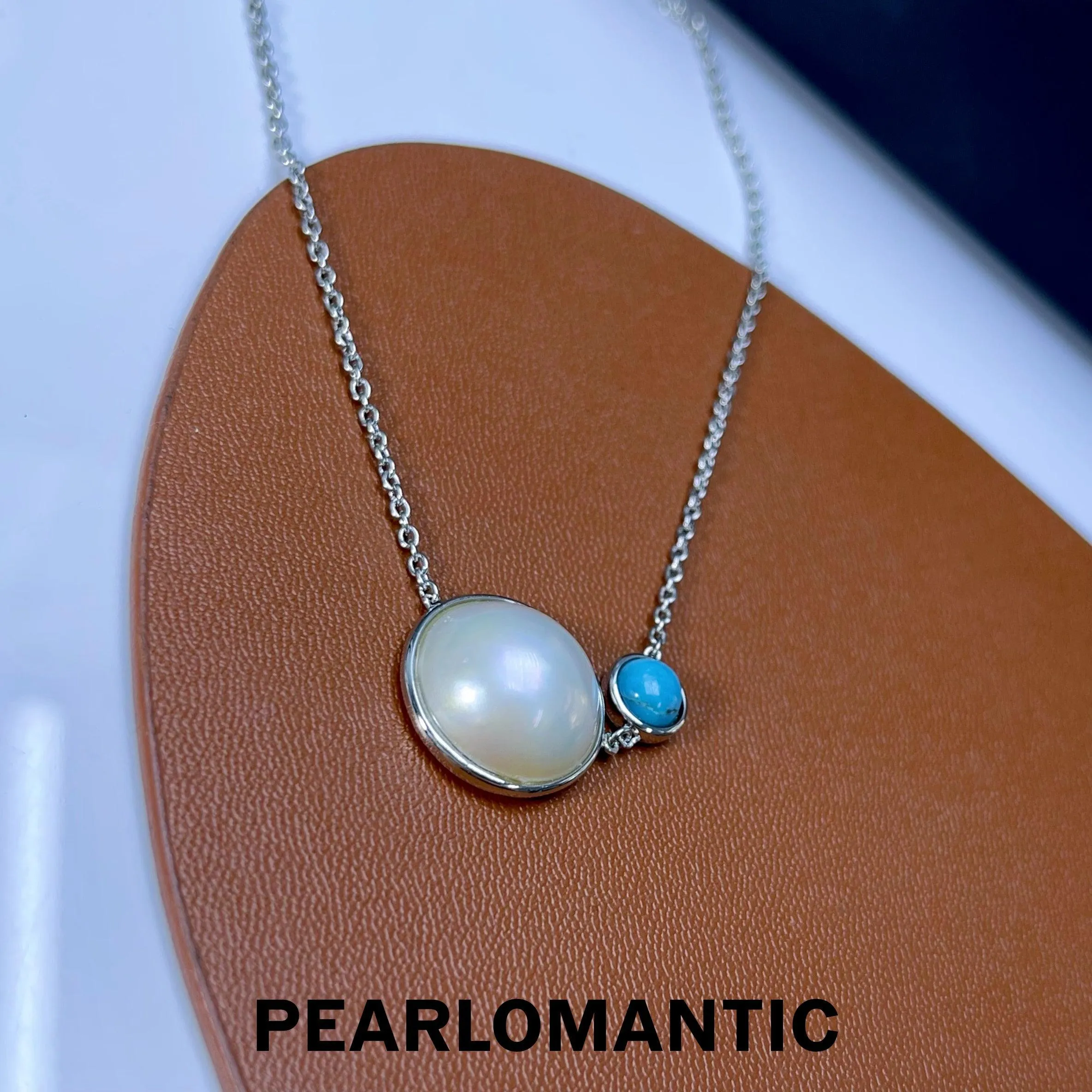 [Designer's Choice] Saltwater Mabe Pearl 15-16mm Turquoise Pendant w/ S925 Silver