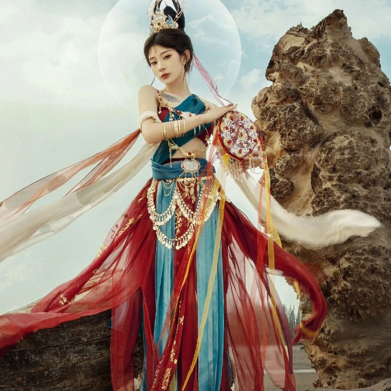 Dunhuang Feitian Photo Exotic Travel Photography Classical Dance Chinese Style Dance Clothing Performance Clothing Ancient Clothing Hanfu Clothing