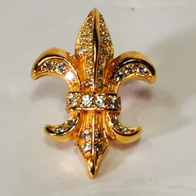 Fleur De Lis Pin Silver 18k Gold Plated with stones