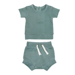 French Terry Tee & Shorties Set in Jade