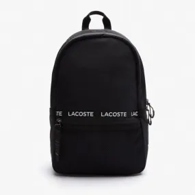 Lacoste UNISEX BRANDED BAND & STRAPS NYLON BACKPACK - BLK