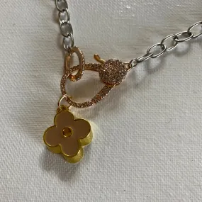 LV Blush Quatrefoil Charm Necklace with fun Rose Gold Clasp