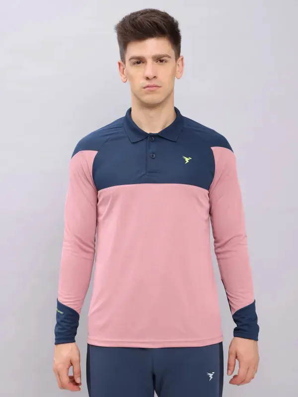 Men Colorblock Slim Fit Polo T-shirt with TECHNO COOL 