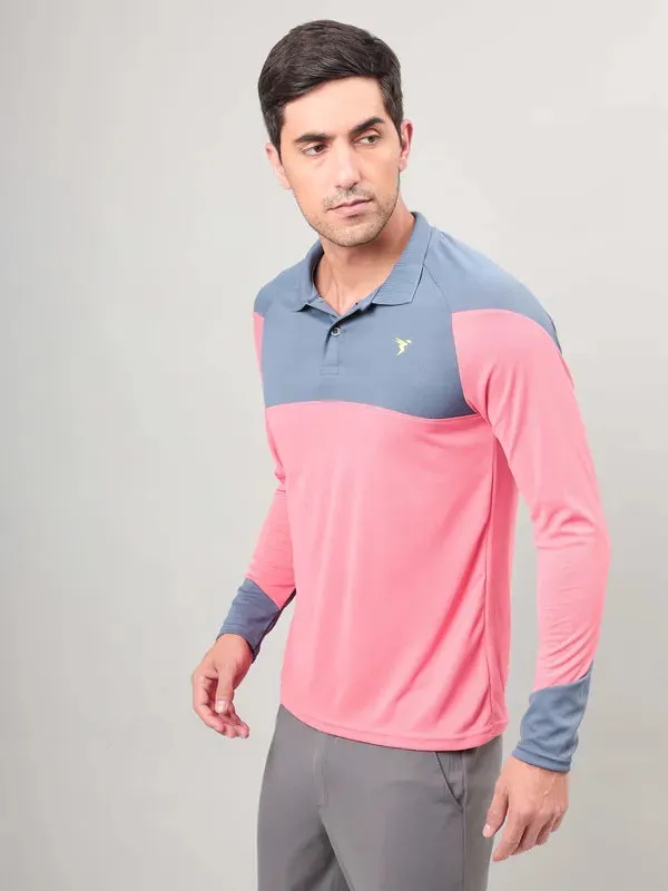 Men Colorblock Slim Fit Polo T-shirt with TECHNO COOL 