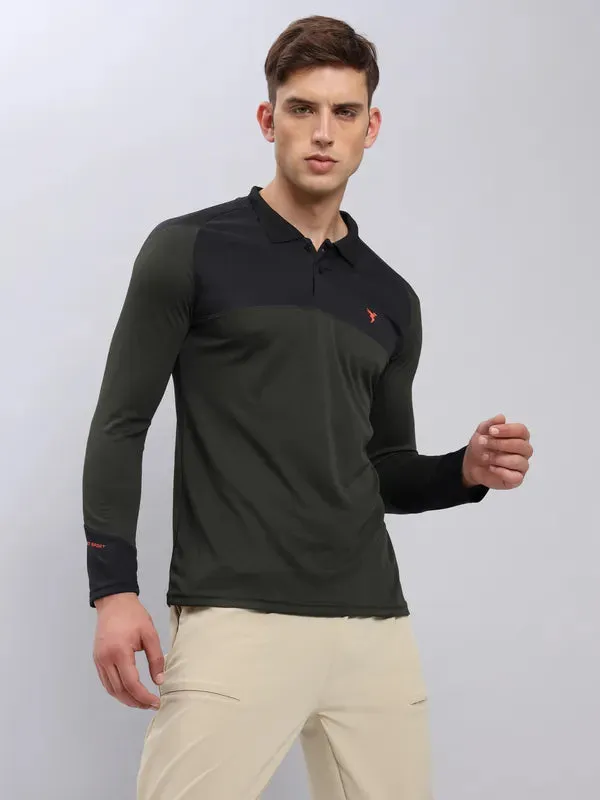 Men Colorblock Slim Fit Polo T-shirt with TECHNO COOL 