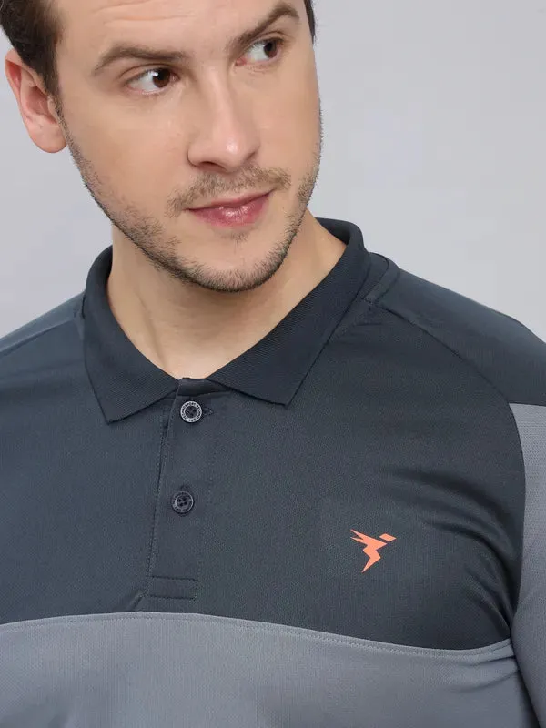 Men Colorblock Slim Fit Polo T-shirt with TECHNO COOL 