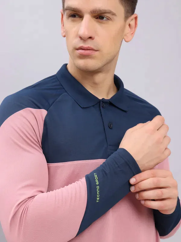 Men Colorblock Slim Fit Polo T-shirt with TECHNO COOL 