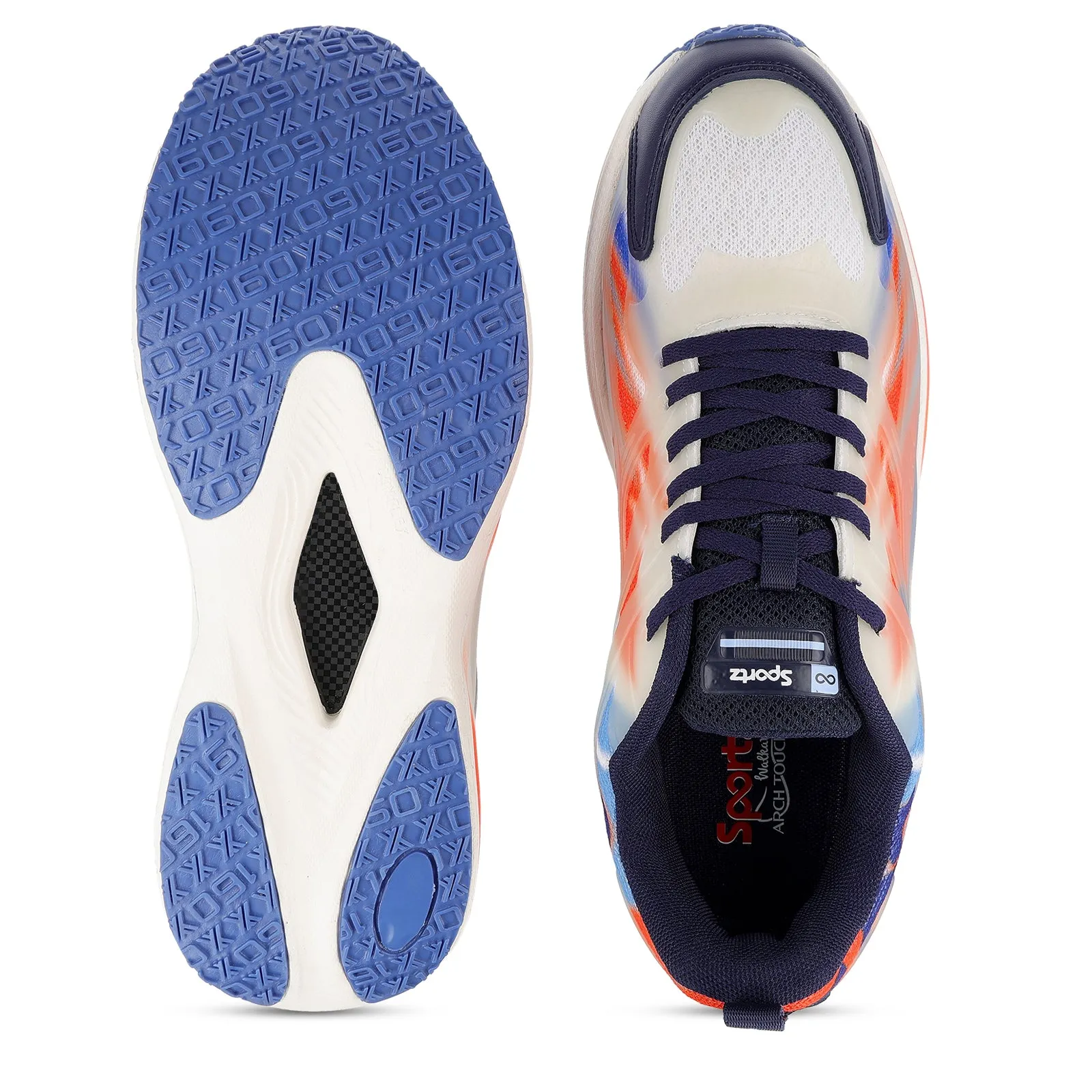 Men's Night Glow Sports Shoe - Navy Blue Orange