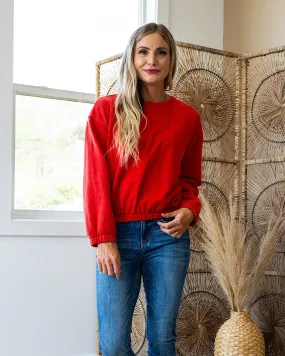 NEW! Kalea Elastic Hem Crewneck Sweatshirt - Scarlet Sun