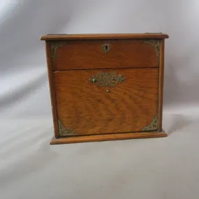 Oak Quality Cantilevered Desk Top Stationary Box Antique Edwardian c1910