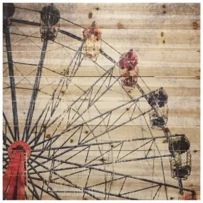 "Merriment 2" Ferris Wheel Wall Art Digital Printed on Solid Wood