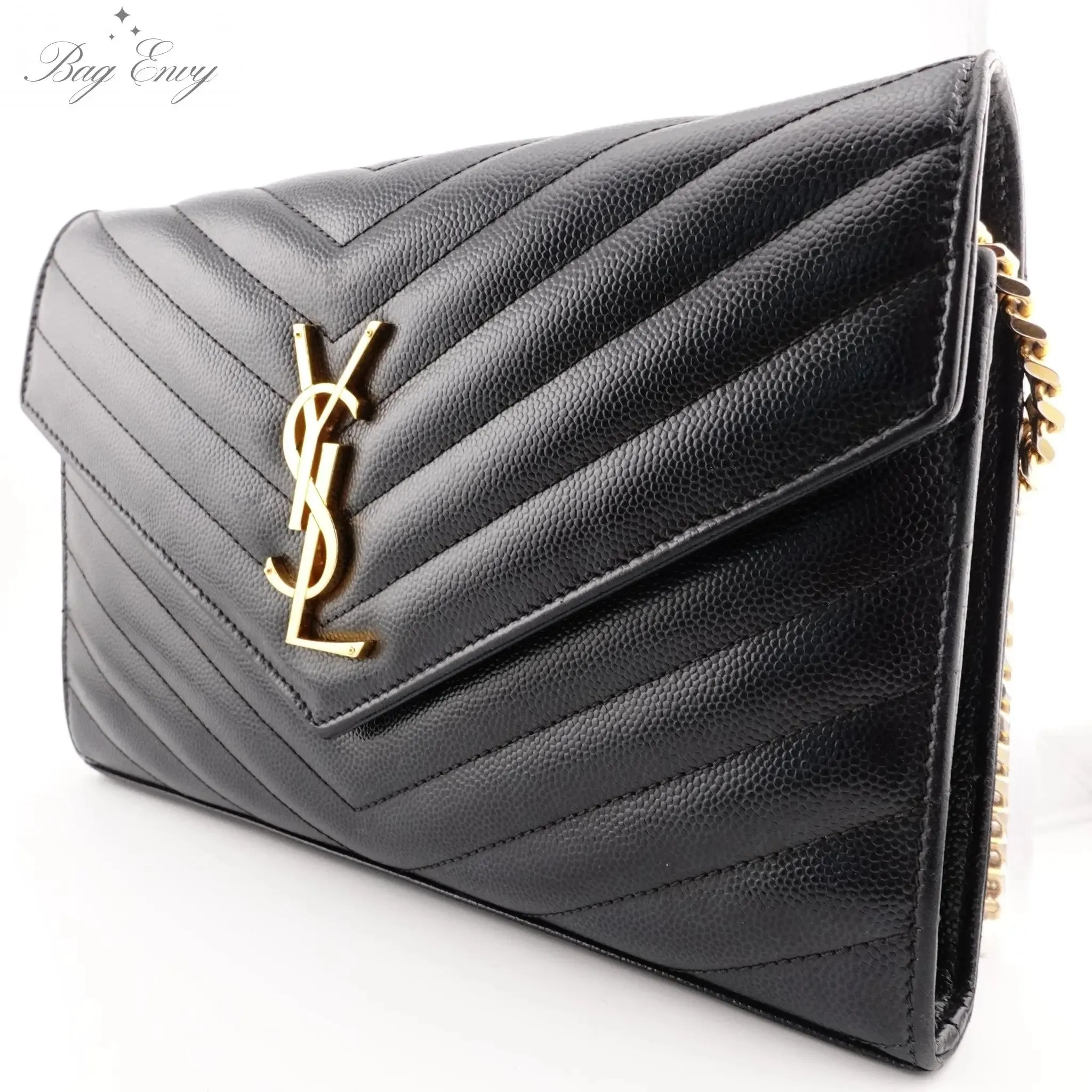 SAINT LAURENT Grain de Poudre Chevron YSL Chain Bag