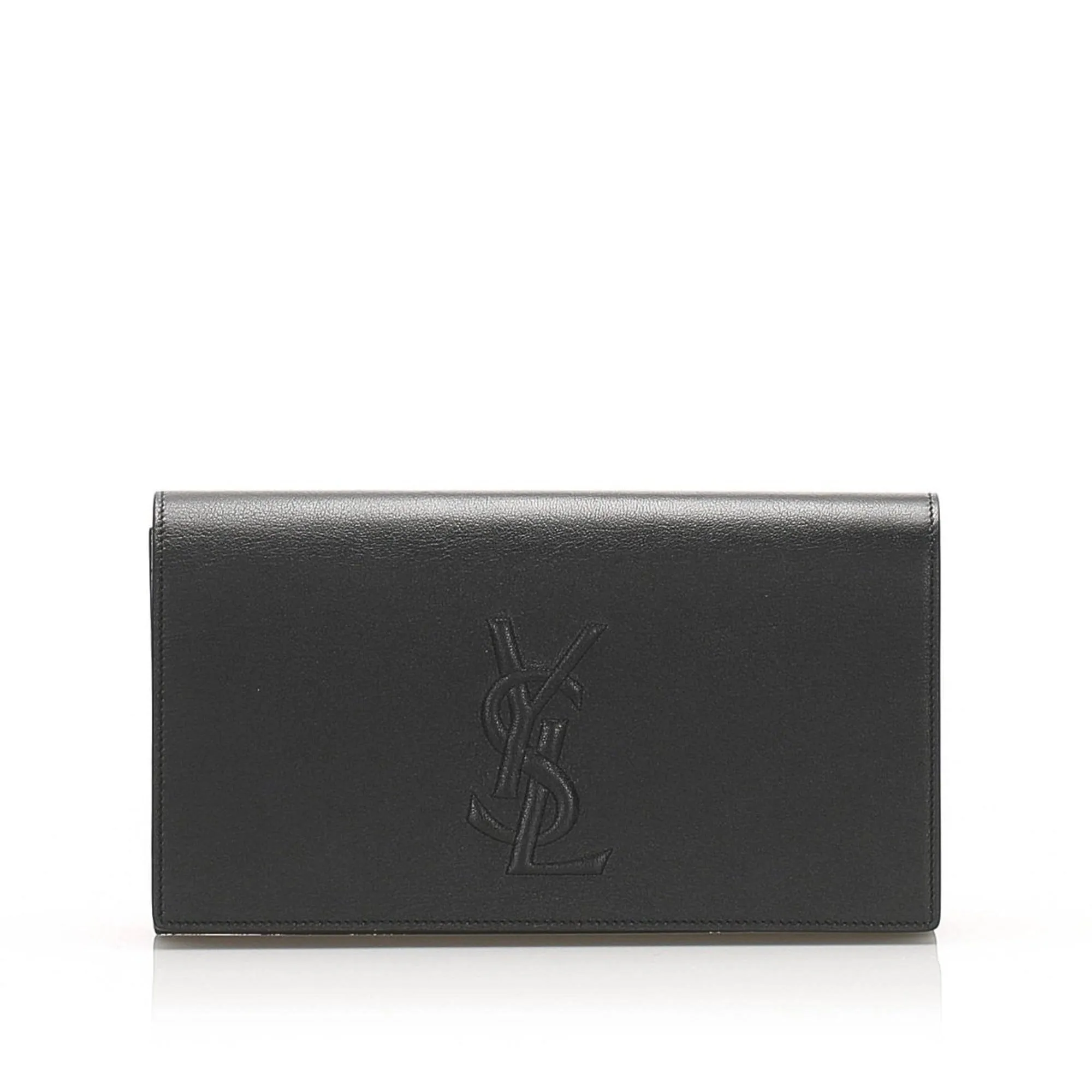 Saint Laurent YSL Belle de Jour Leather Black Large Clutch Bag