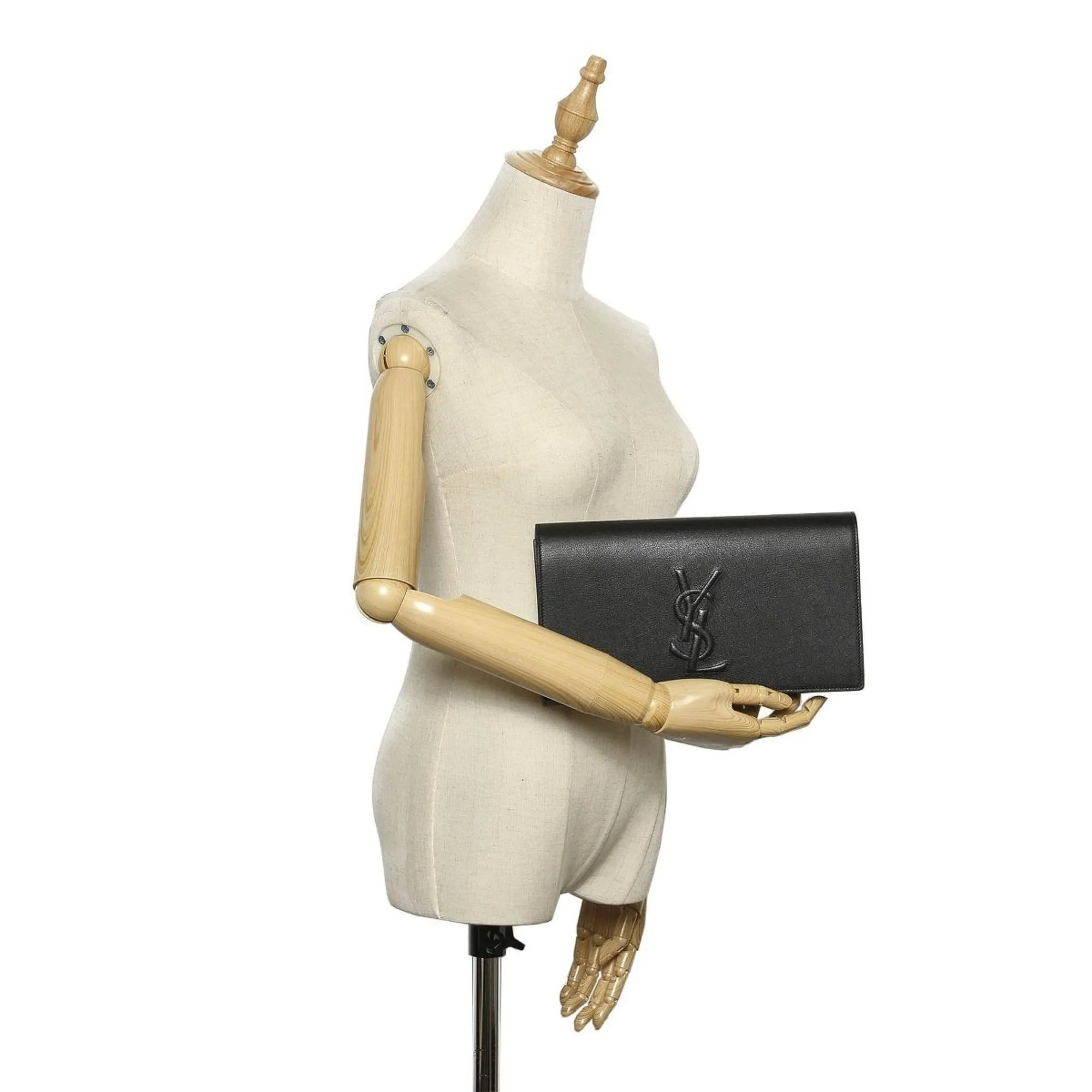 Saint Laurent YSL Belle de Jour Leather Black Large Clutch Bag