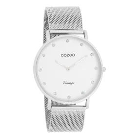 Silver OOZOO watch with silver metal mesh bracelet - C20235