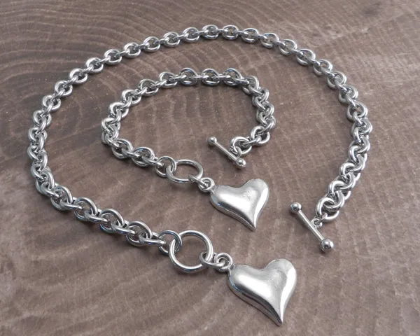 Teardrop Toggle Bracelet with Sideways Heart