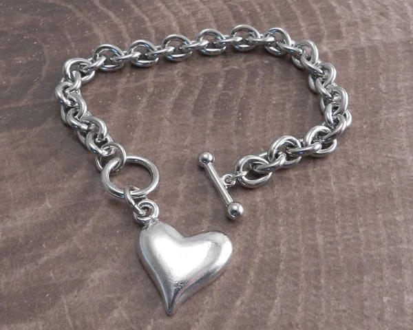 Teardrop Toggle Bracelet with Sideways Heart