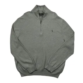 Vintage 90s Grey Polo Ralph Lauren Quarter Zip Sweatshirt - XXL (Recommended Size - Extra Large)